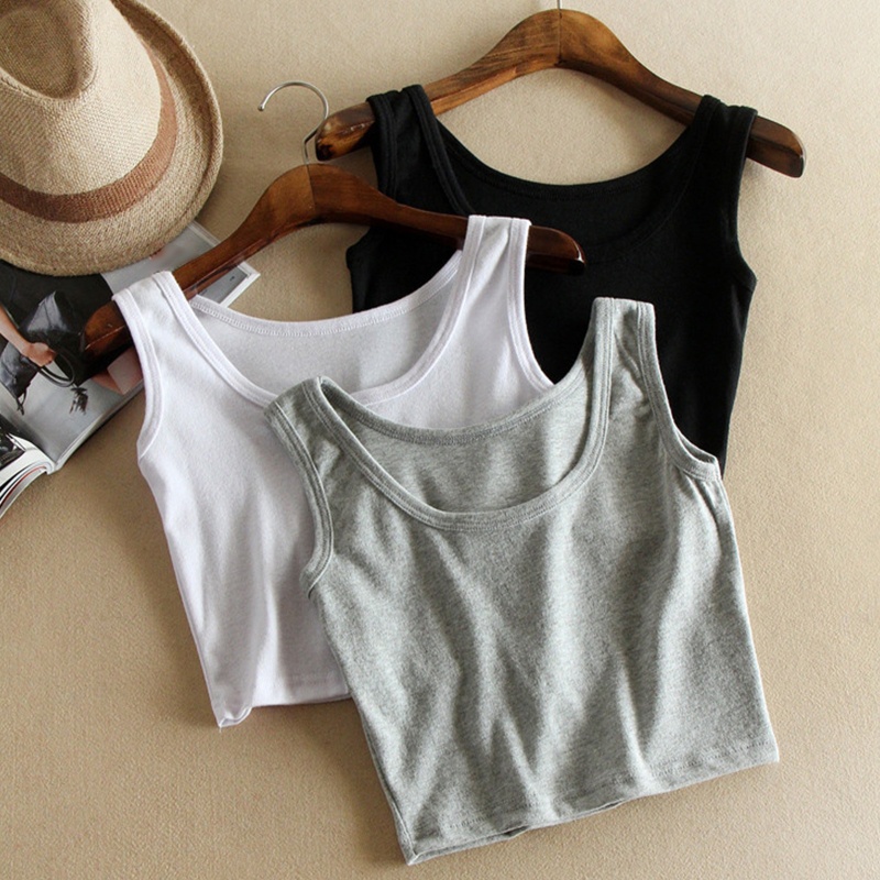 Áo Croptop Sát Nách Màu Sắc Trơn Cơ Bản Thời Trang Mùa Hè Dành Cho Nữ