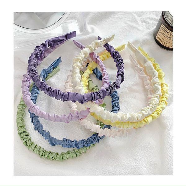 Băng đô vải lụa satin cài tóc phong cách Hàn Quốc,Bờm tóc vải nhún dễ thương cho nữ