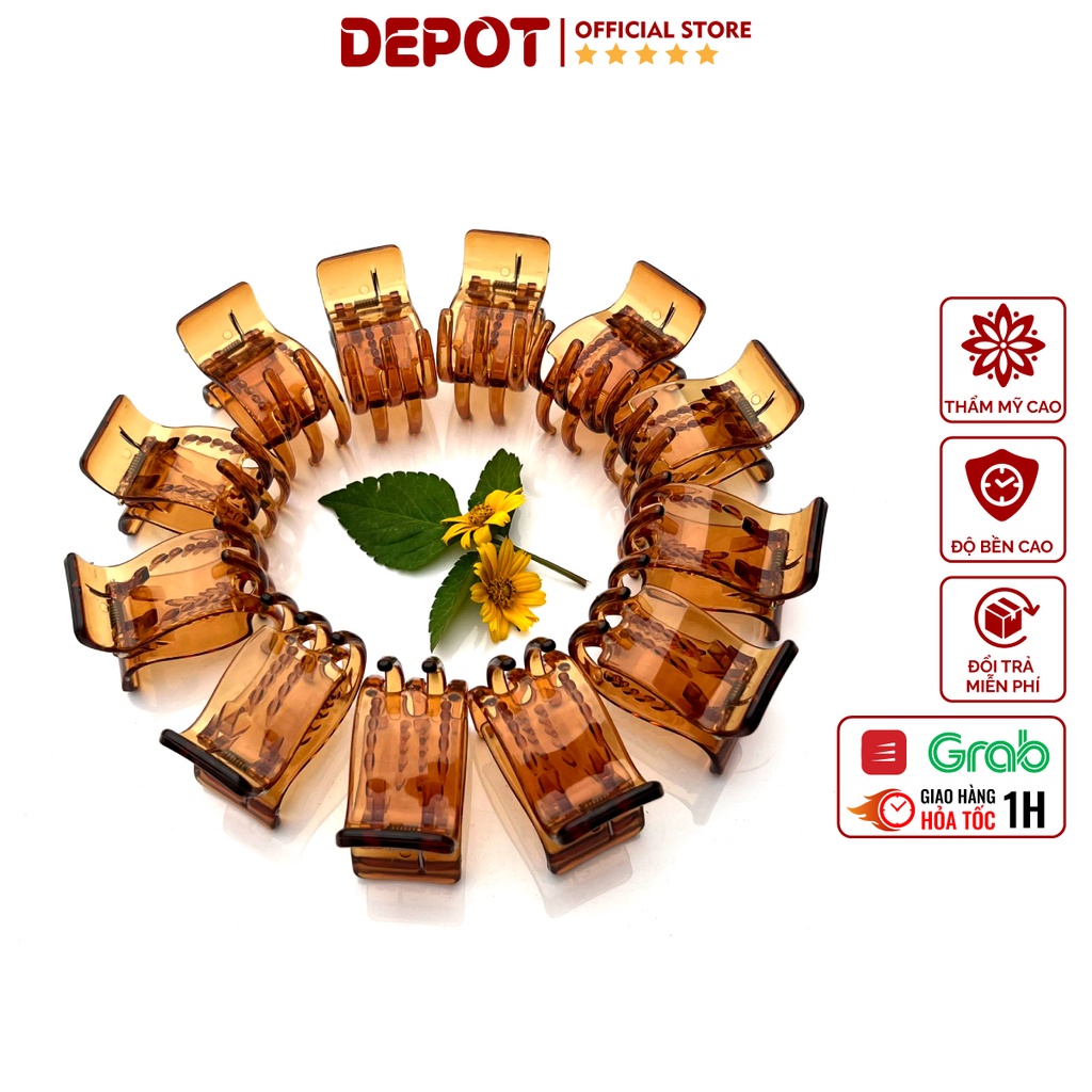 Set kẹp càng cua 3 răng 5 răng màu đen DEPOT, kẹp tóc càng cua tạo xoăn nhẹ phong cách Hàn Quốc