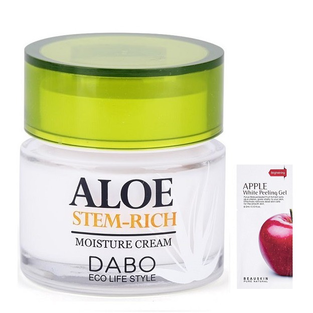 Kem dưỡng ẩm mềm da lô hội Aloe Dabo Hàn Quốc - MẪU MỚI  50g/ Hộp Và 1 gói tẩy da chết Beauskin 3ml/gói