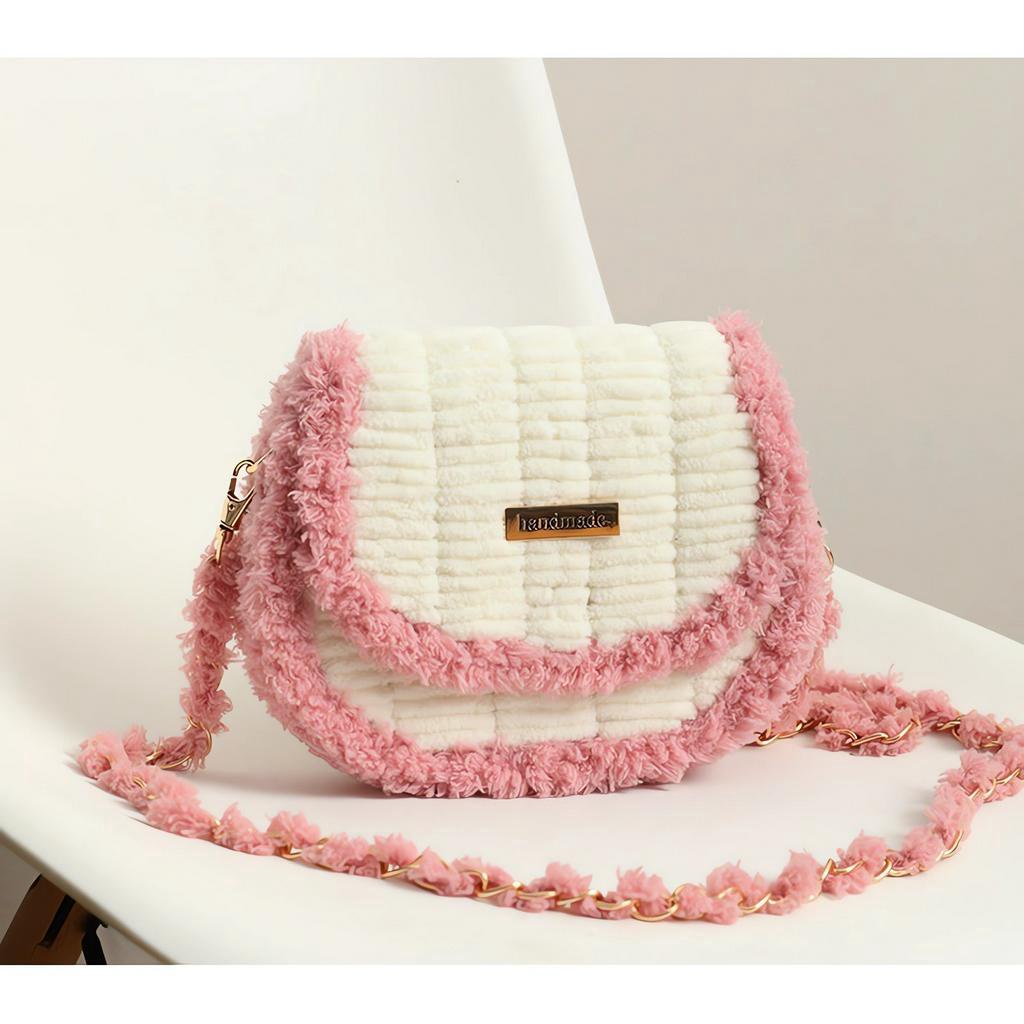 Túi len tự đan, túi đeo chéo Handmade dáng thuyền thời trang Hàn Quốc - Bộ phụ kiện đầy đủ LX505