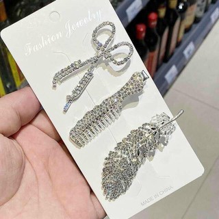 Bộ 3 kẹp tóc đính đá sang chảnh