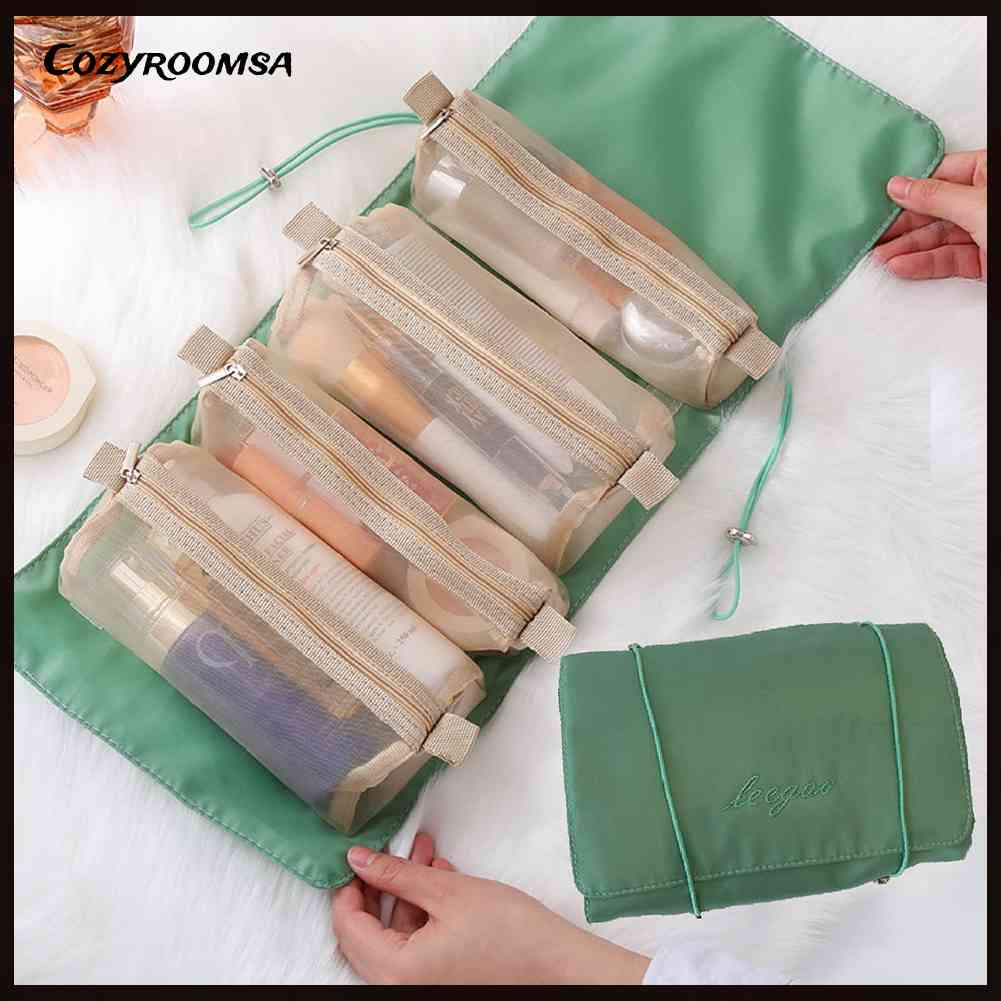 Túi Cuộn Đựng Mỹ Phẩm Trang Điểm Sức Chứa Lớn 4 Trong 1 Tiện Lợi Dành Cho Phòng Ngủ