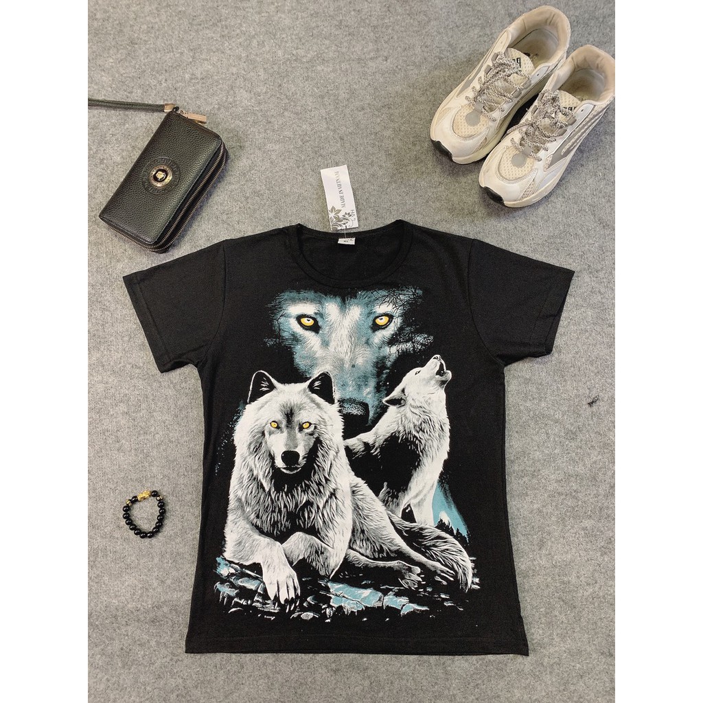 (Tặng 1 vòng Phong Thủy Tỳ Hưu) Áo Phông Nam In Hình 3D Sói Trắng Chất Thun Mát Mẻ - AP03 -Shop Hằng Mai | BigBuy360 - bigbuy360.vn