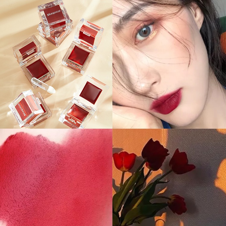 [Hàng mới về] Son Kem Lì Shaqinuo Kèm Cọ Trang Điểm Tiện Dụng