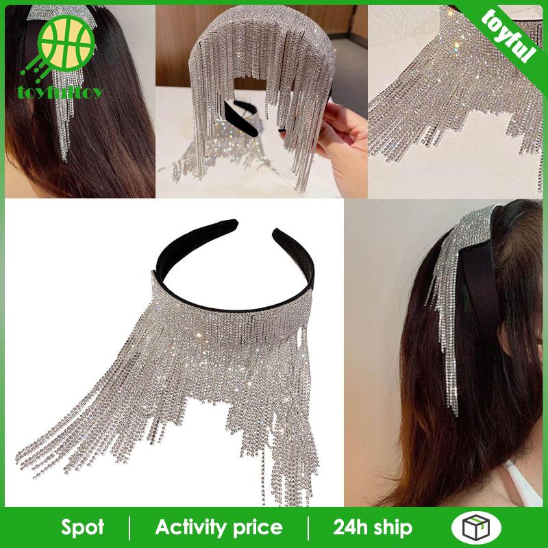 Băng Đô Cài Tóc Đính Đá Phối Tua Rua Sang Trọng