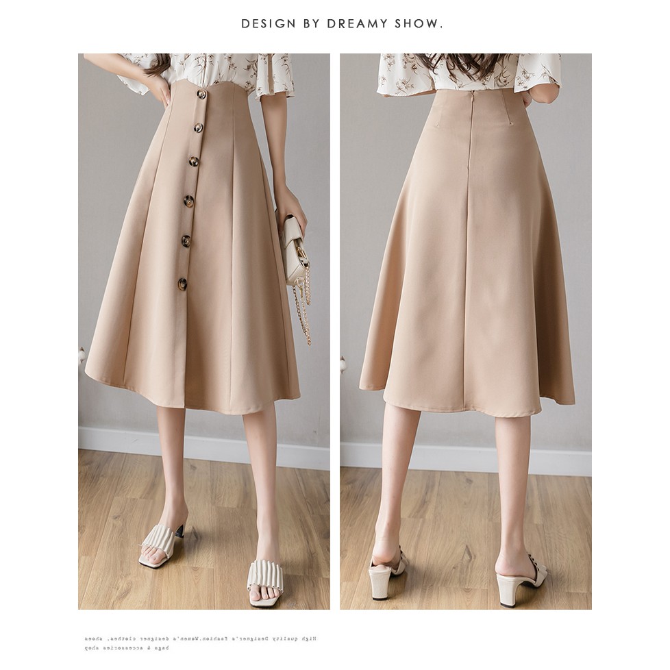 Chân váy lưng cao form chữ A phong cách Hàn Quốc thanh lịch trẻ trung cho nữ | BigBuy360 - bigbuy360.vn