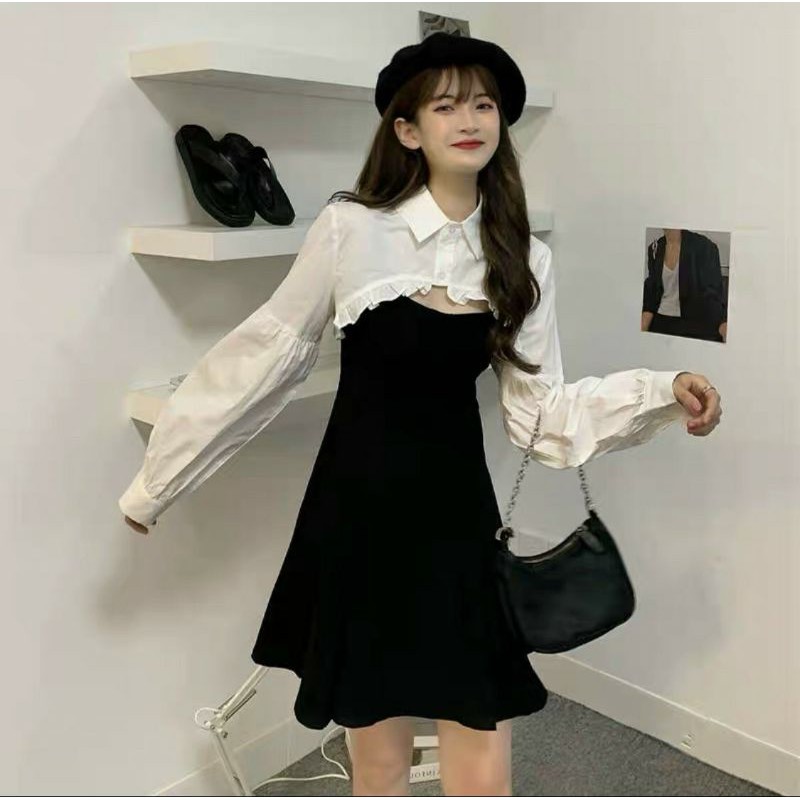 Đầm 2 dây xòe dễ thương y hình thun loại 1