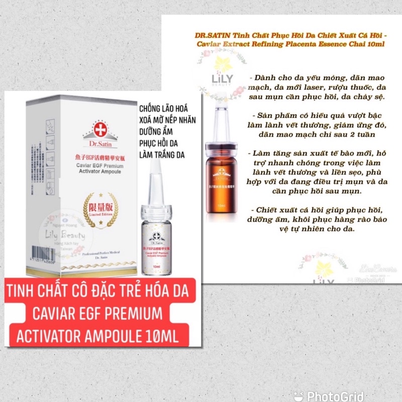 Tinh chất cô đặc trẻ hoá và phục hồi Dr.Satin Caviar EGF Premium Activator Ampoule 10ml