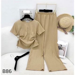 Bộ rút eo 2 bên chất đũi gân nhật cao cấp, đồ bộ nữ sang chảnh, bộ mặc đi chơi đẹp