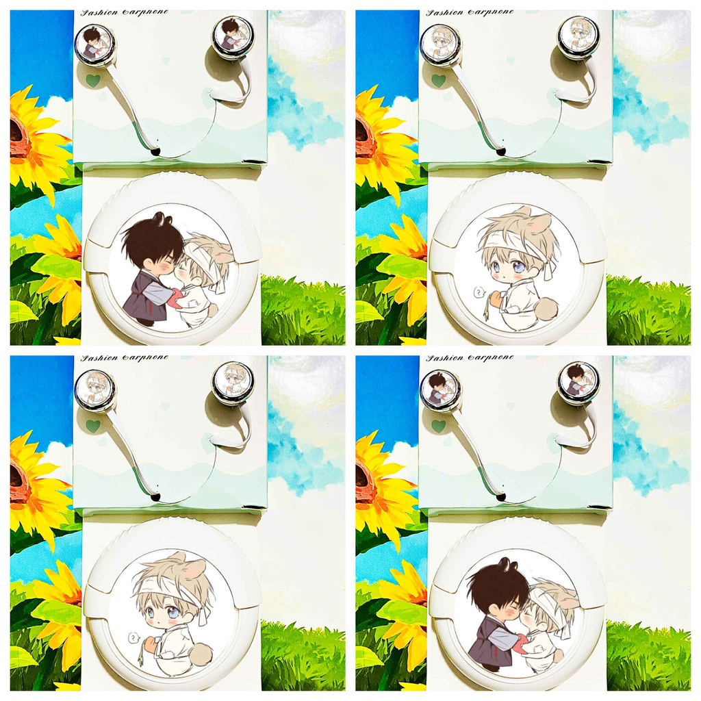 Tai nghe hộp tròn in hình NO LOVE ZONE chibi anime xinh xắn tiện lợi