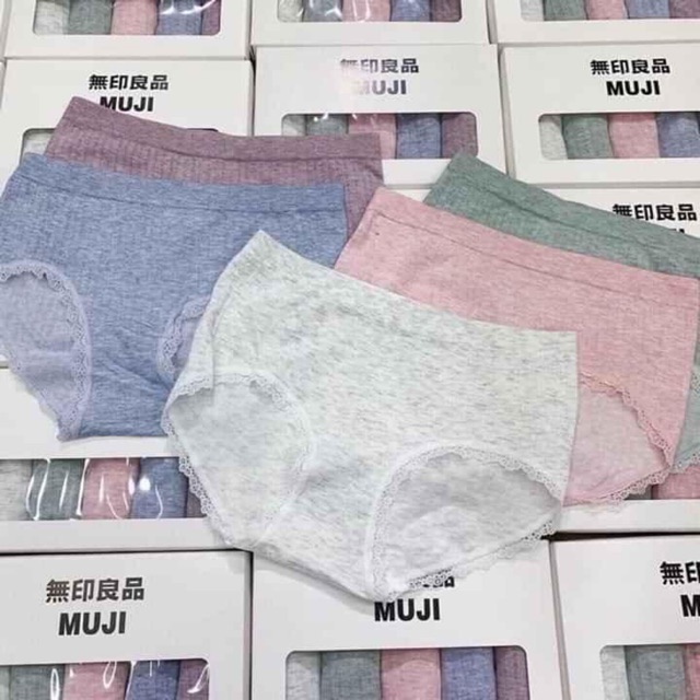 Set 5 quần lót cotton Muji kèm hộp siêu hot