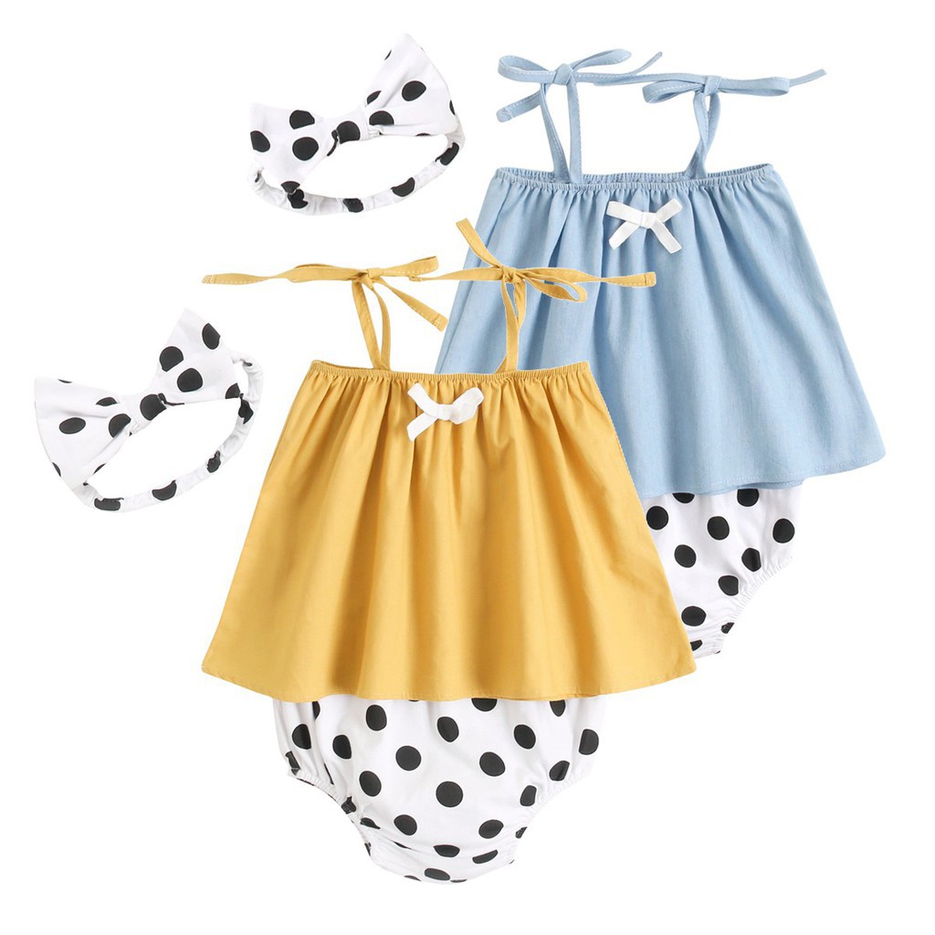 Bộ áo và quần short Sanlutoz 2 món chất liệu cotton họa tiết chấm bi cho bé gái thời trang mùa hè