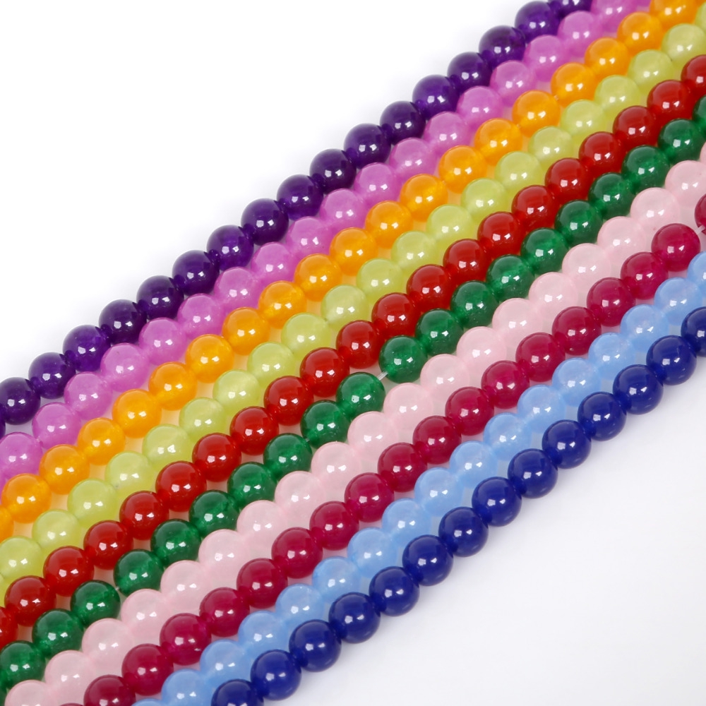 Hạt đá nhuộm tự nhiên làm trang sức làm vòng tay pha lê DIY 4/ 6/8/10 /12mm 15.5'