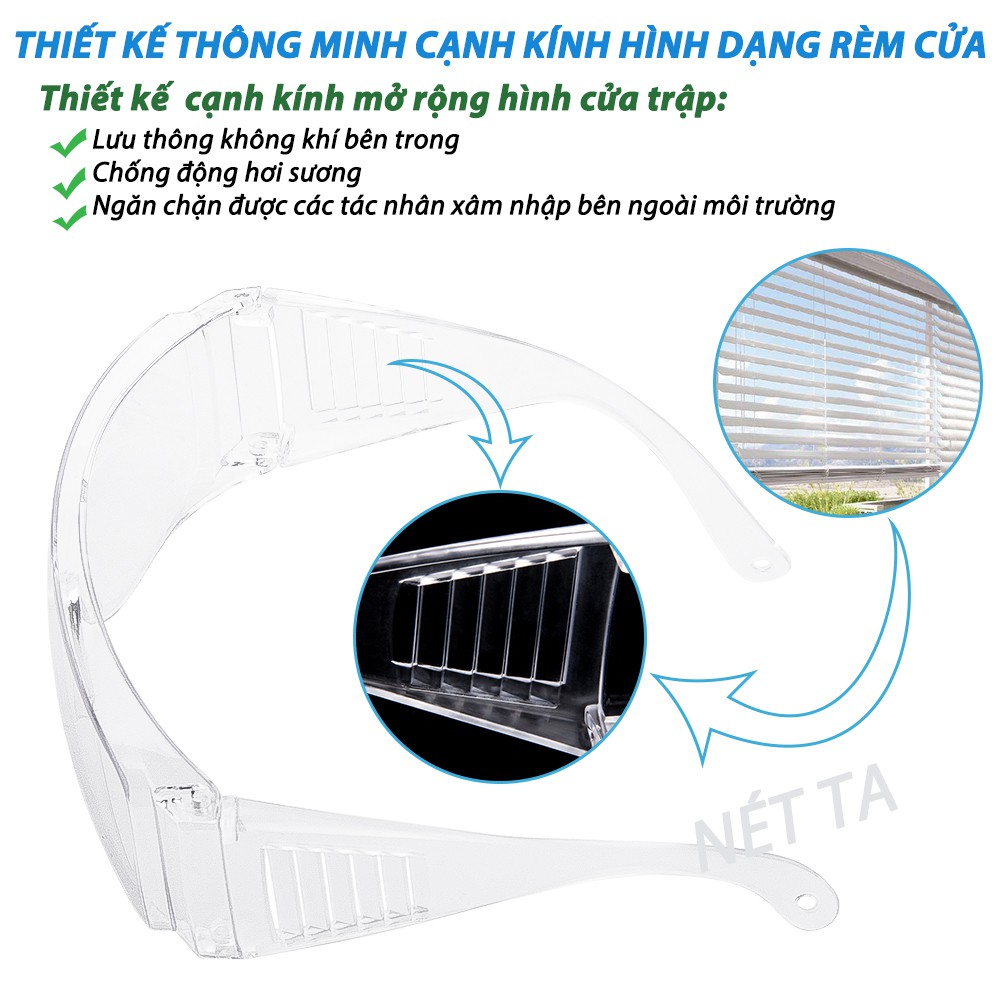 Kính bảo hộ trong suốt bảo vệ mắt ngăn chặn giọt bắn, che chắn gió bụi chống tia UV | BigBuy360 - bigbuy360.vn