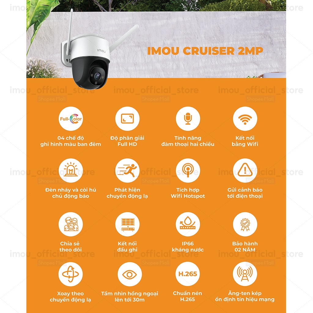 Camera Wifi IMOU PTZ CRUISER 4MP IPC-S42FP Xoay 360°, có màu ban đêm, Hàng Chính Hãng bảo hành 24 tháng