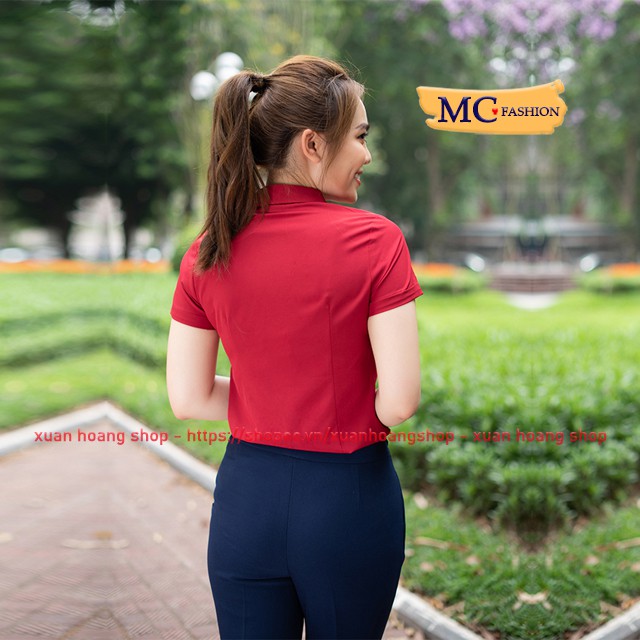 Áo Sơ Mi Nữ Đẹp Mc Fashion A208, Size S, M, L, Xl, 2xl, Tay Ngắn Cộc, Màu Đỏ, Đen, Trắng, Hồng, Tím Than, Công Sở