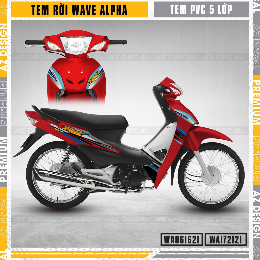 [Tặng Sticker] Tem wave alpha 2006 - 2021 mẫu chữ rs100 WA21 - Tem rời chống thấm nước, bền màu, dễ sử dụng