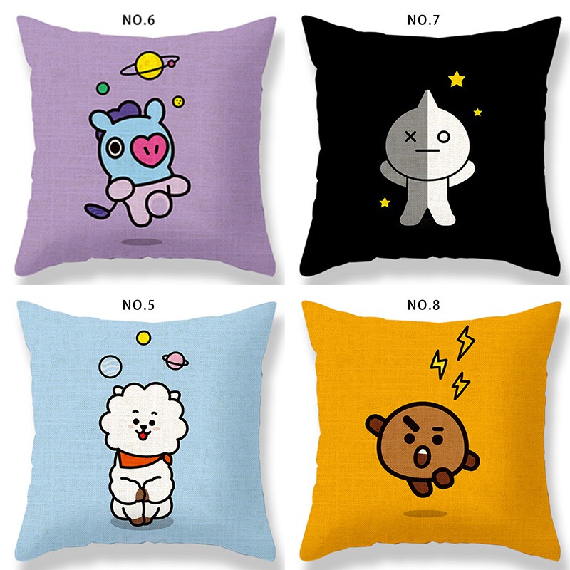 Vỏ Gối Vuông In Hình Nhóm Nhạc Hàn Quốc Bts Bt21 Ốp