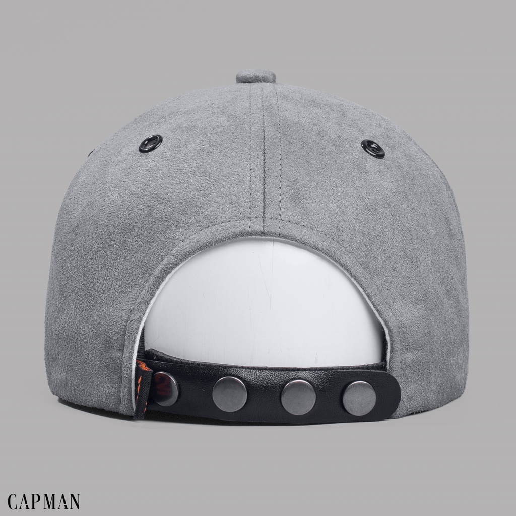 Mũ snapback chính hãng CAPMAN phong cách hiphop vải da lộn trơn màu xám CM59