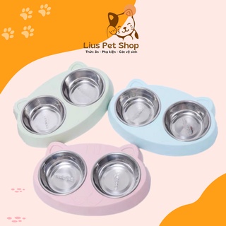 Bát ăn đôi tai mèo inox tiện lợi tháo rời được