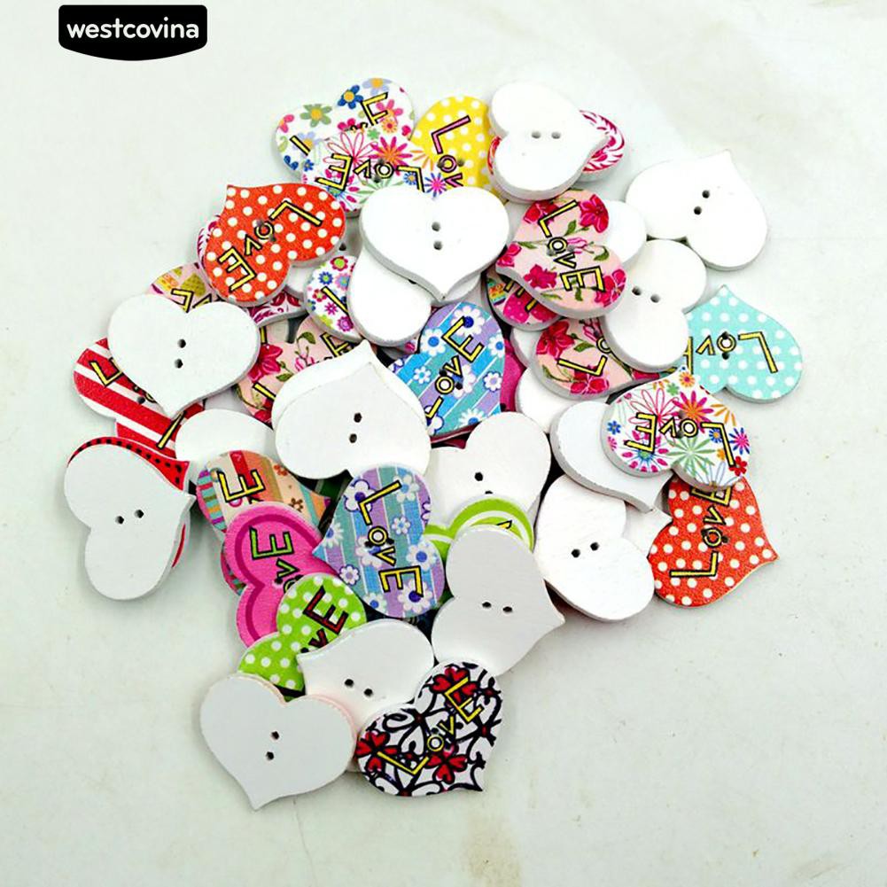 Set 50 Nút Gỗ Nhiều Màu Làm Đồ Thủ Công