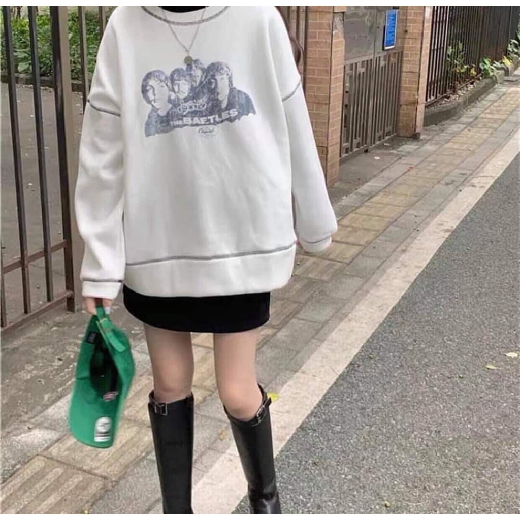 Áo Sweater Nỉ Cổ Tròn Chỉ Nổi  Form Rộng Họa Tiết Hình Người | BigBuy360 - bigbuy360.vn