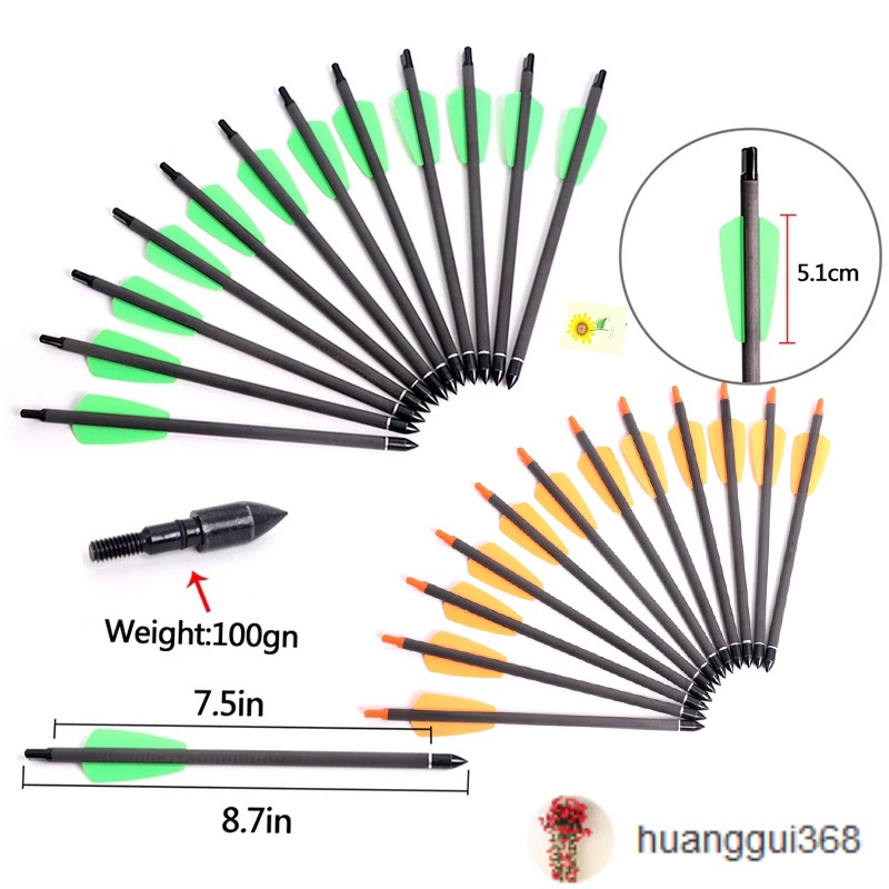 Mũi Tên Bằng Carbon Nguyên Chất 6/12 Cung 7.5 Inch R9