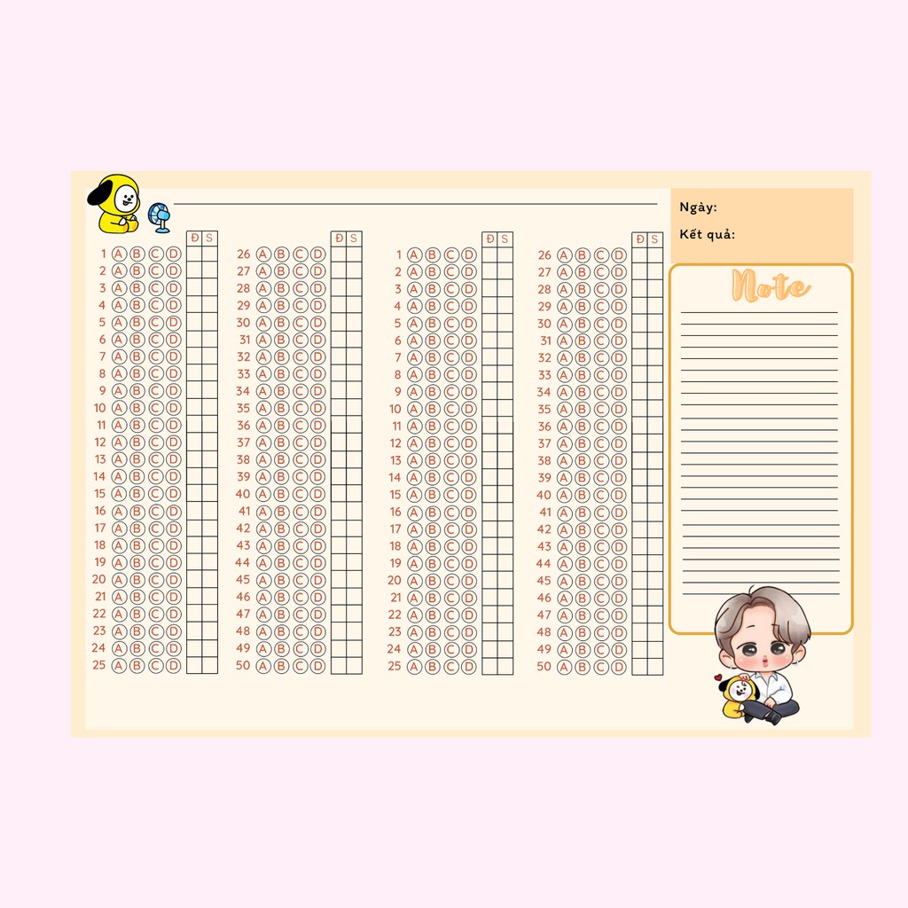 Phiếu Trả Lời Trắc Nghiệm Do Octopus27 Thiết Kế