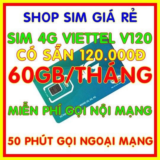 MYO Sim 4G Viettel V120 gói 2GB/ngày (60Gb/tháng) + 50 Phút gọi ngoại mạng giống sim V90 - cửa hàng sim giá rẻ 2