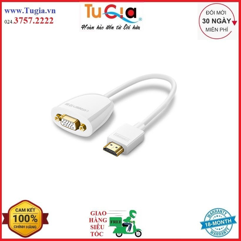 Bộ chuyển đổi HDMI sang VGA (không có Audio) độ phân giải 1920*1080@60Hz (Max) dài 16cm UGREEN MM102 40252