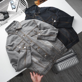 (Bigsize<120kg) Áo khoác jean nam wax đẹp 2 màu xám đen