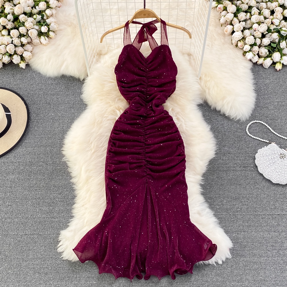 🌸Hàng Order🌸Váy Đầm Body Đuôi Cá Nhún Ngực Thắt Dây Lấp Lánh Tiệc Cưới Sang Chảnh Nữ Tính🌸Hàng Quảng Châu