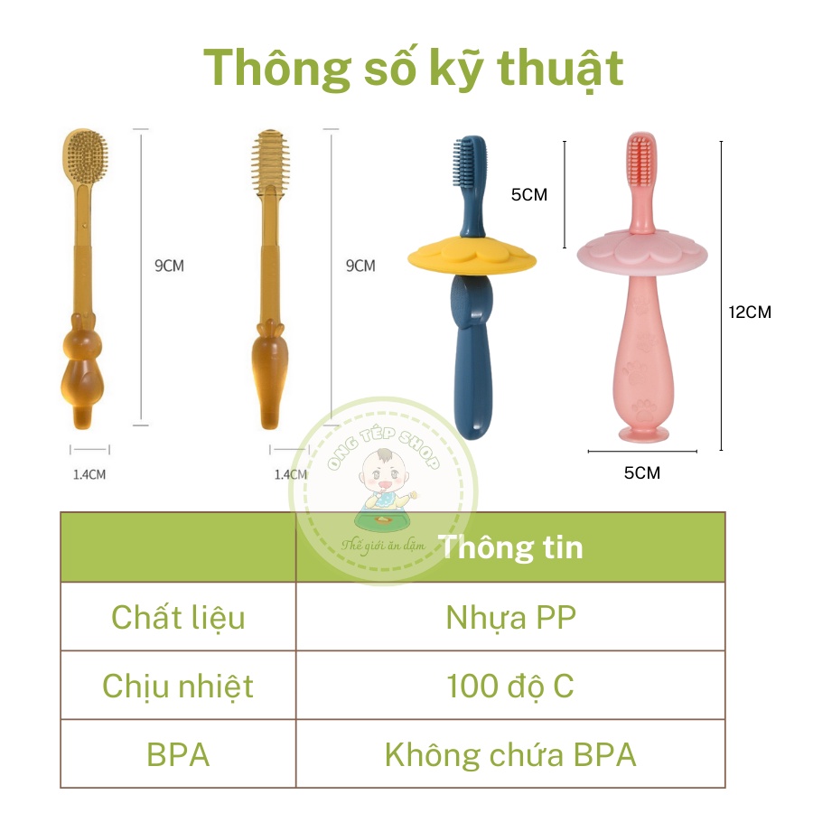 Các loại bàn chải rơ lưỡi silicon, bàn chải đánh răng sợi tơ cho bé từ 0-6 tuổi