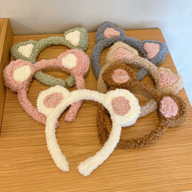 Băng đô cài tóc hình tai mèo bằng nhung phong cách Hàn Quốc thời trang cho nữ 2021