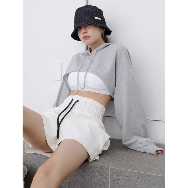 Áo Hoodie Croptop Nữ Khoét Ngực Thể Thao