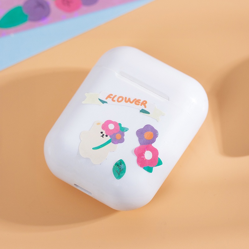 Flowertree Bộ 2 Sticker Trang Trí Sổ Tay Hình Gấu