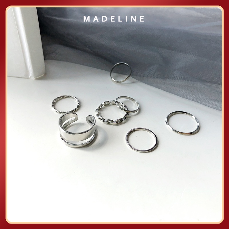 Set 7 nhẫn nữ Madeline N019 thời trang phong cách Hàn Quốc