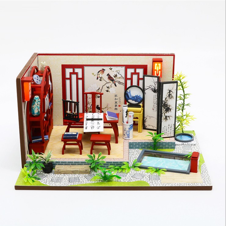 Mô hình nhà DIY Doll House Ink Bamboon in Breezing Kèm Mica chống bụi, Bộ dụng cụ và Keo dán