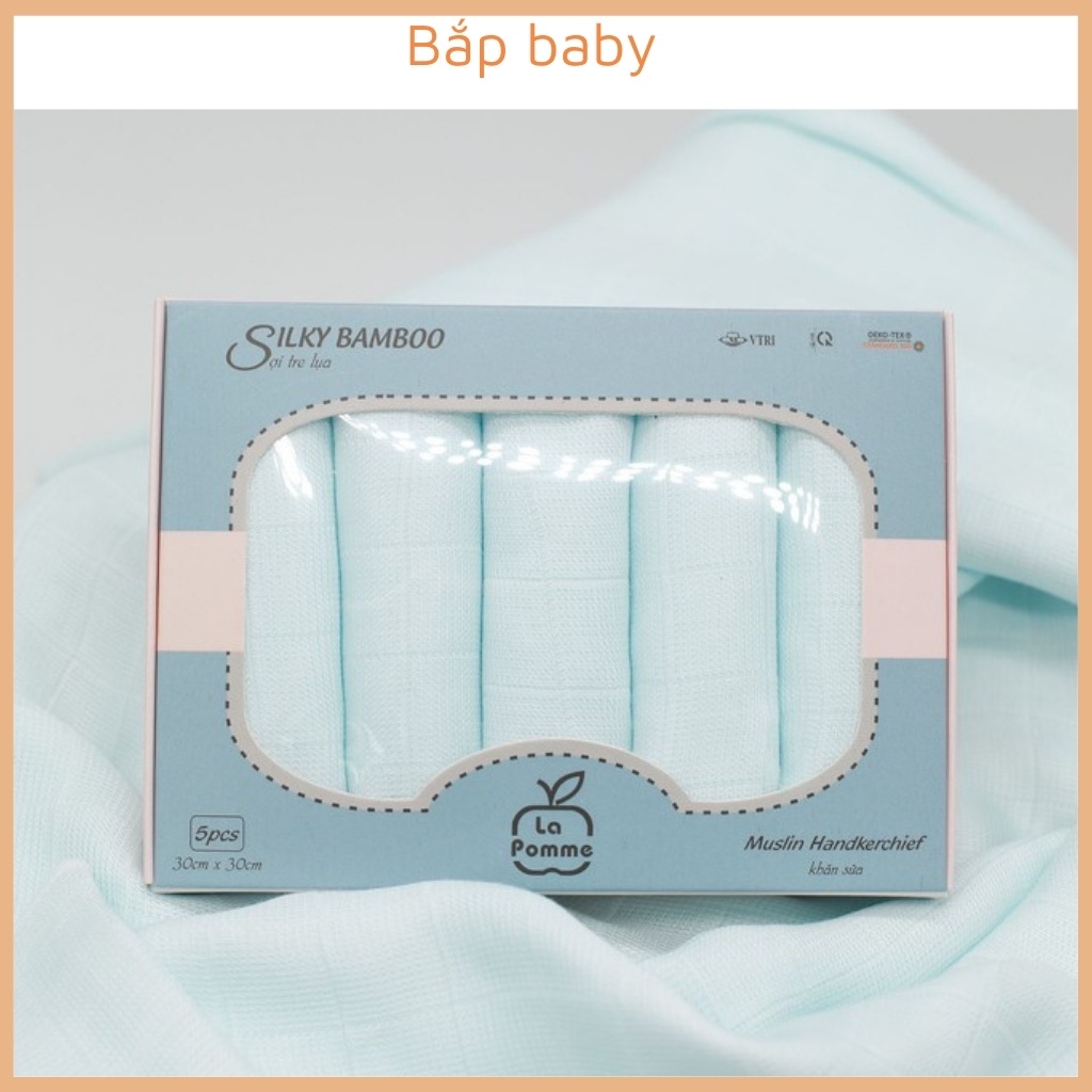 Khăn sữa cho bé LA POMME đồ sơ sinh set 5 khăn sữa sợi tre cao cấp kích thước 30*30 cm