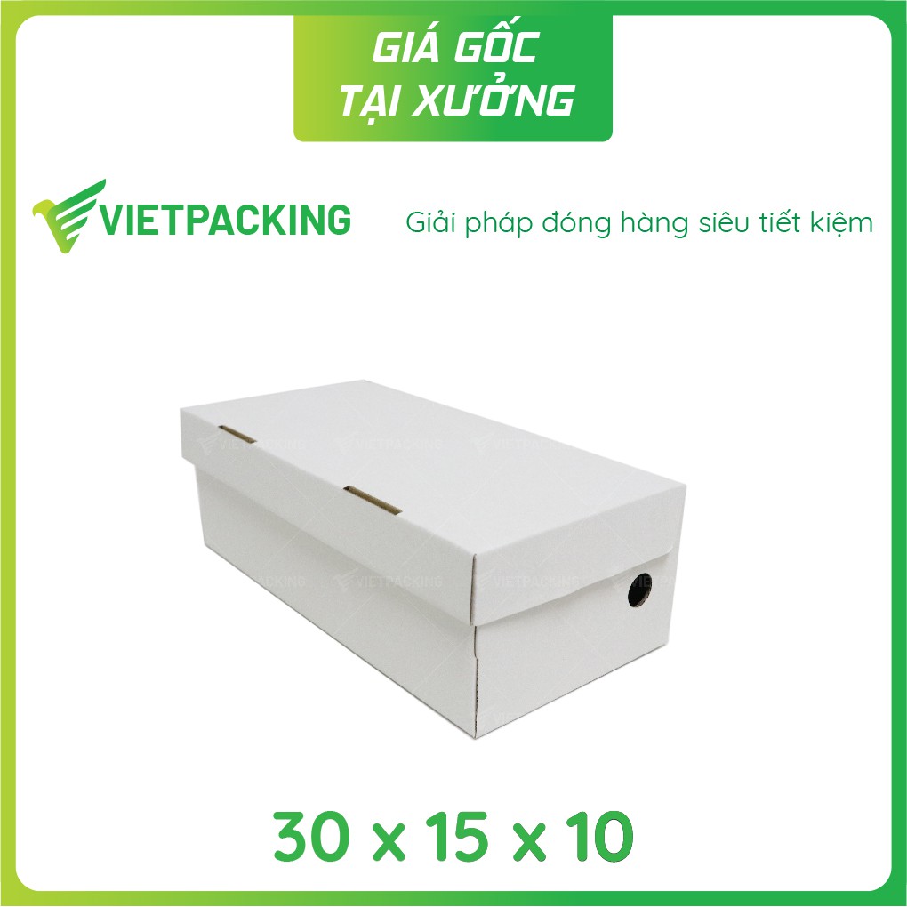 30x15x10 - 15 hộp carton đựng giày màu trắng siêu sang V170