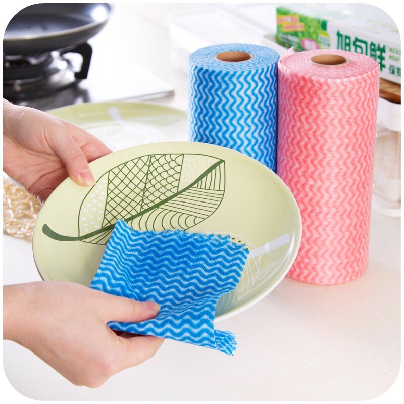 Cuộn giấy lau đa năng bằng khăn lau bếp vải in hình không dệt-Khăn giấy lau nhà bếp có thể tái sử dụng (50 Tờ)