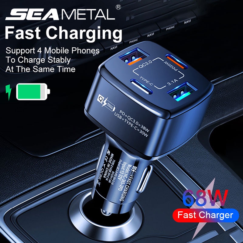 Bộ sạc bốn cổng SEAMETAL USB QC3.0 PD 20W Type C 12V 24V thích hợp cho điện thoại/máy tính bảng DVR