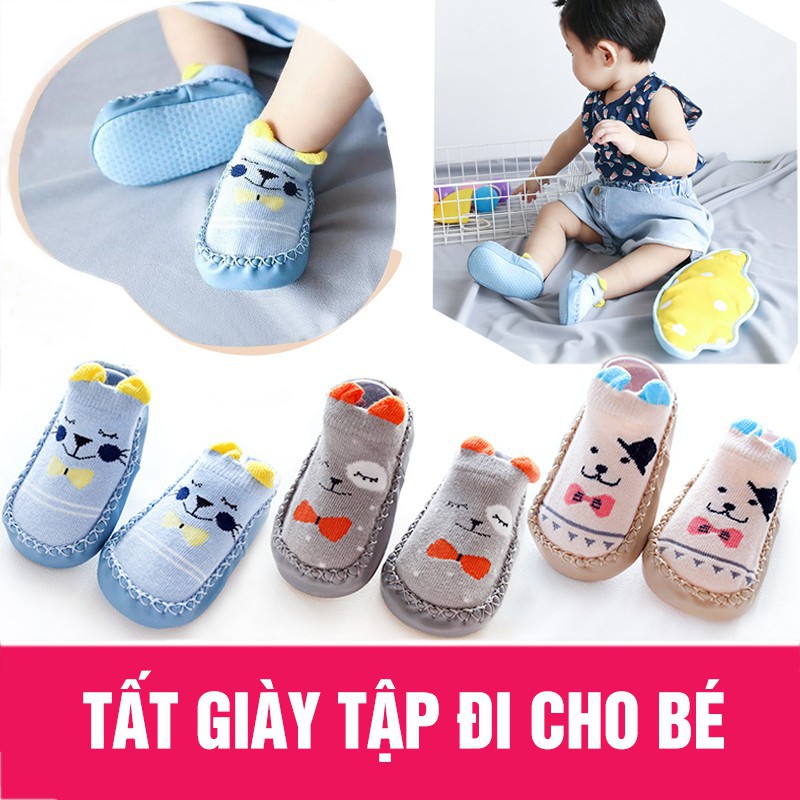 Giày Liền Tất Tập Đi Có Đế Chống Trượt Cho Bé