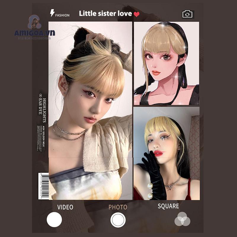 ✨✨ Tóc mái bằng giả nhuộm tông vàng thời trang