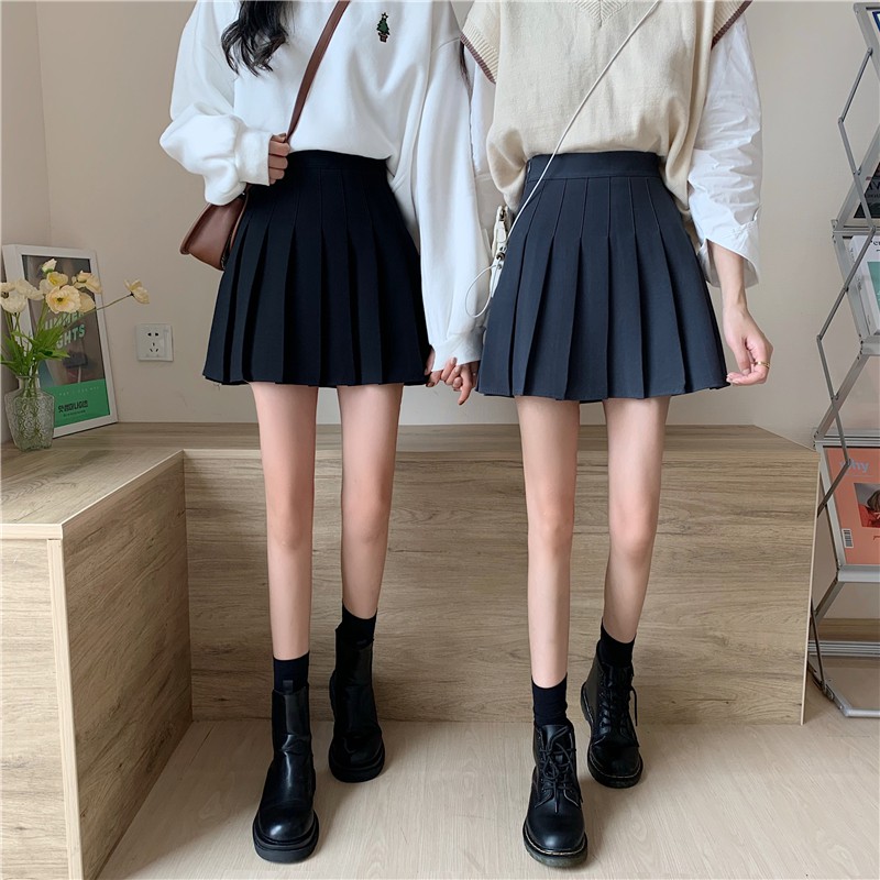 Váy ngắn tennis xếp ly màu trơn học sinh bạn nữ dễ thương TENNISCC