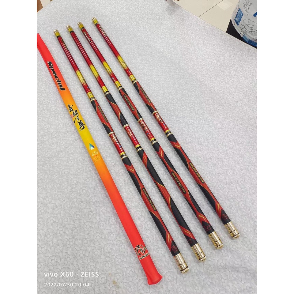 Cần Câu Tay Tầm Xanh Thế Hệ 6 Màu Đỏ Chuyên Dùng Câu Cá Lớn (Tặng Kèm Ngọn Phụ)