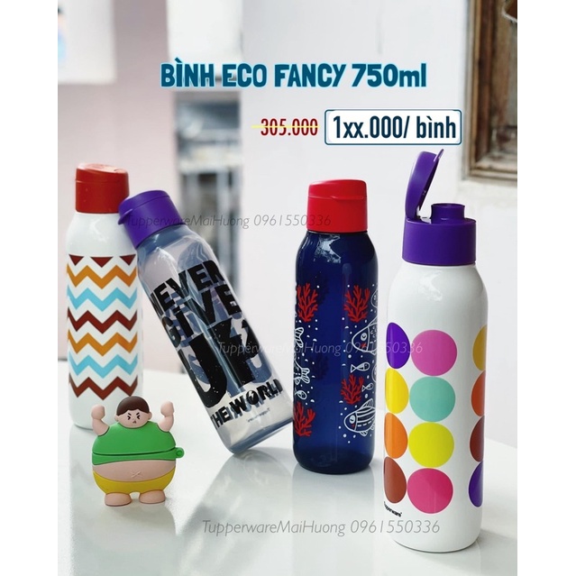 bình nước eco fancy 350ml 500ml 750ml tupperware