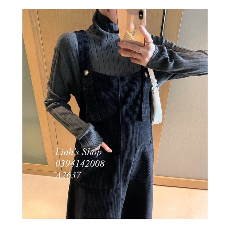 Set Áo Váy Yếm Bầu Nhung Dày A2637