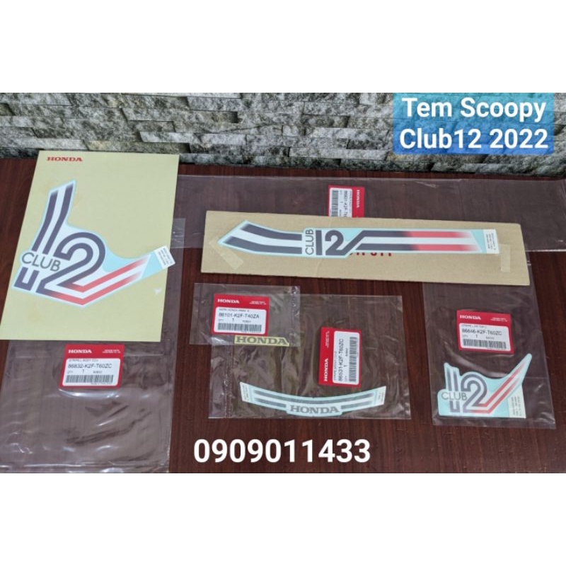 Bộ tem Scoopy 2022 Club12 xe trắng/hồng